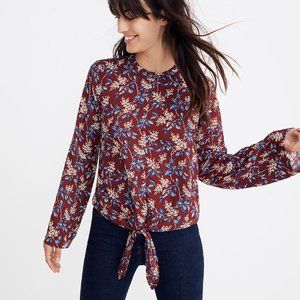 Madewell Bell-Sleeve Tie Top in Antique Flora M